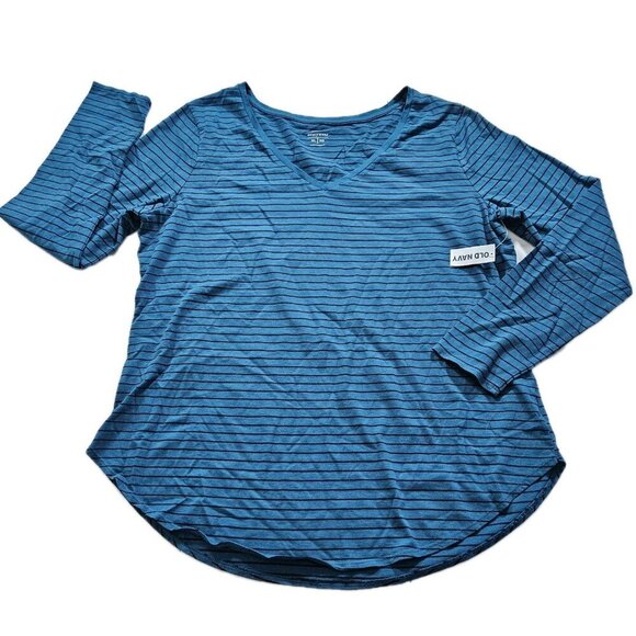 Old Navy Womens Top XL Lot of 2 Mult Stripes LS Round Neck Cottage Everywear - Picture 9 of 16